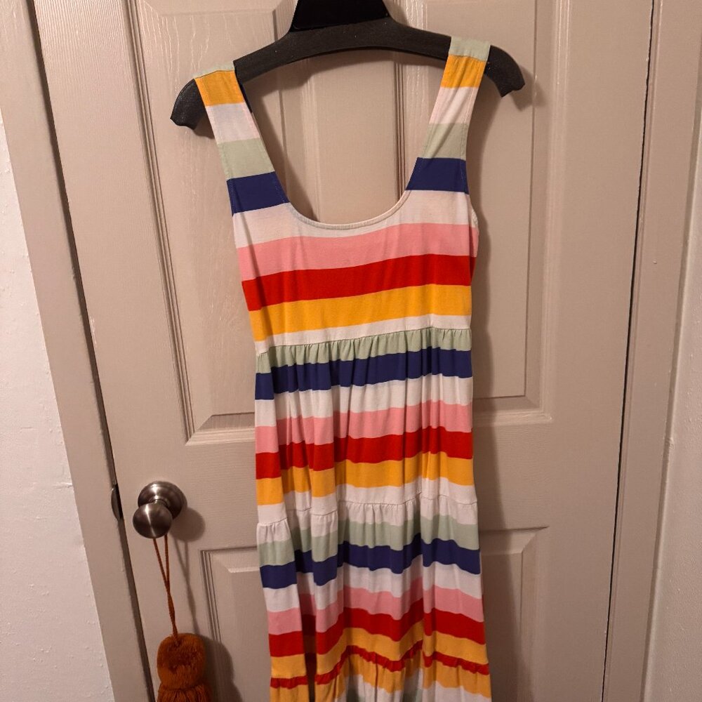 Multi Colored Striped Maxi Tiered Tank Dress